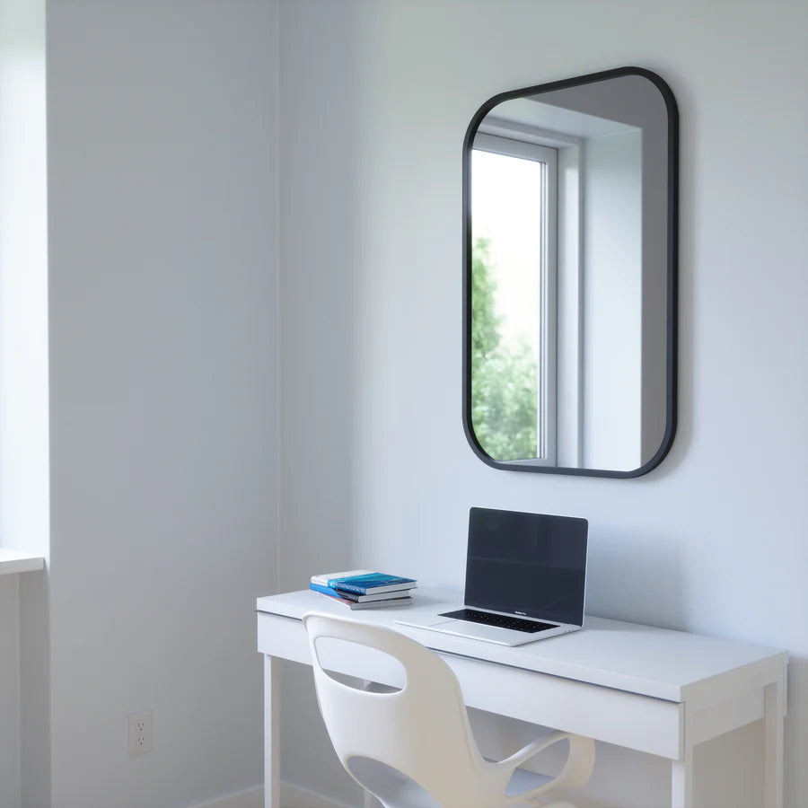 Hub Rectangle Wall Mirror 24 X 36  Black