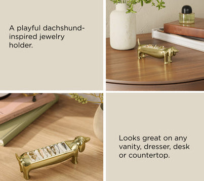 Dachsie Ring Holder Brass