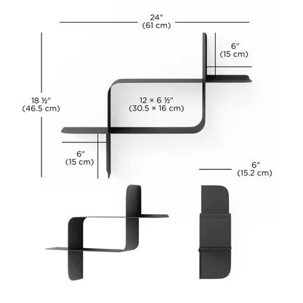 Montage Metal Wall Shelves, Set of 2 Black