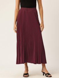 Ladies Solid 36" Pleated Skirt Purple - Liz & Lilli
