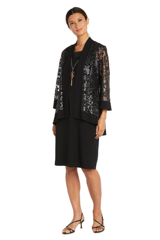 Two Piece Short Jacket Dress Black   -  RM Richards