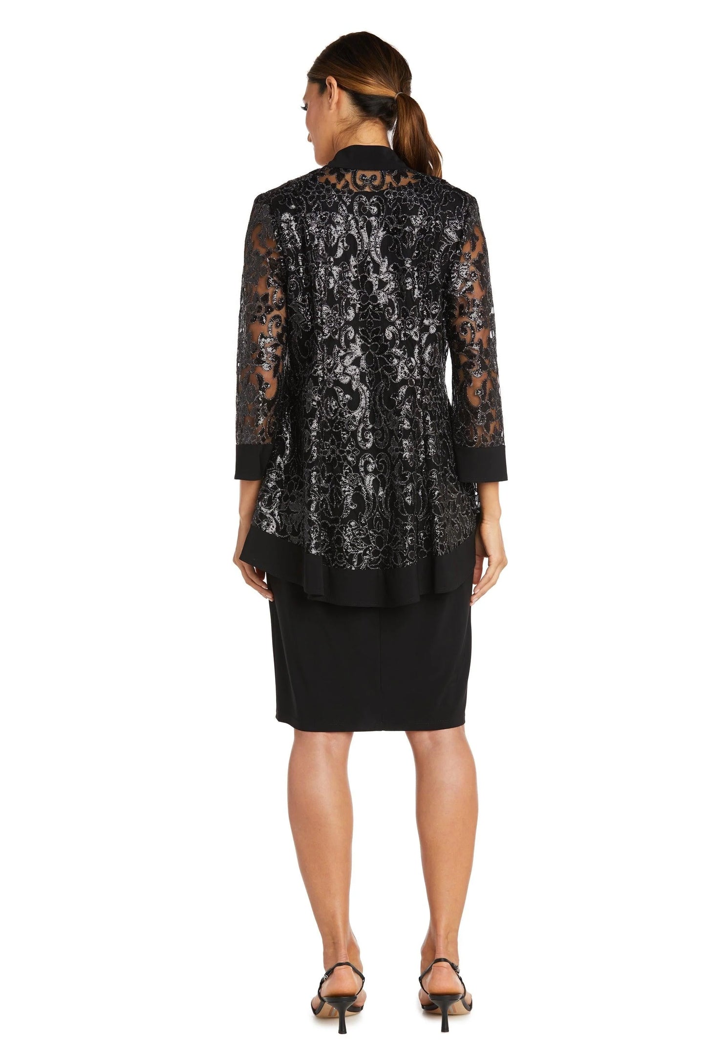 Two Piece Short Jacket Dress Black   -  RM Richards