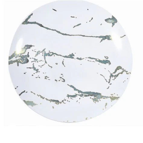 20CT 10.25" Marble White Silver Plate