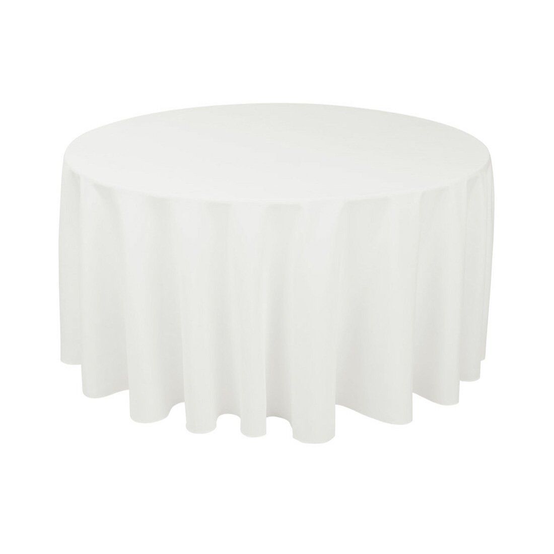 120" Round Poly Tablecloth White