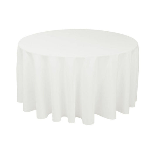 120" Round Poly Tablecloth White