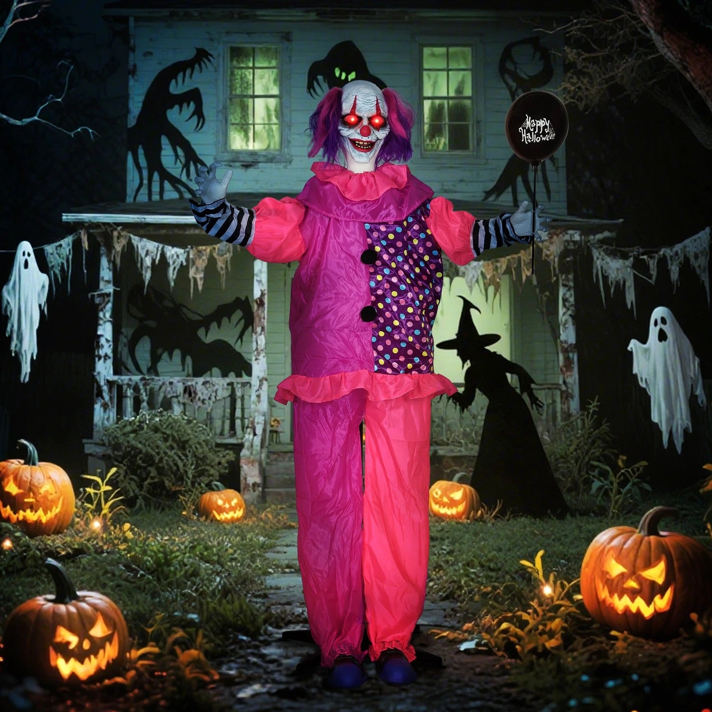 5.7 FT Standing Animated Clown with Balloon