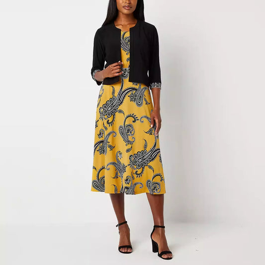 2PC Jacket Dress Black Yellow - Studio 1