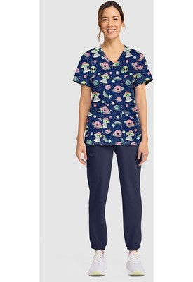 Top estampado con escote en V Groovy Galaxy