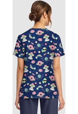 Top estampado con escote en V Groovy Galaxy