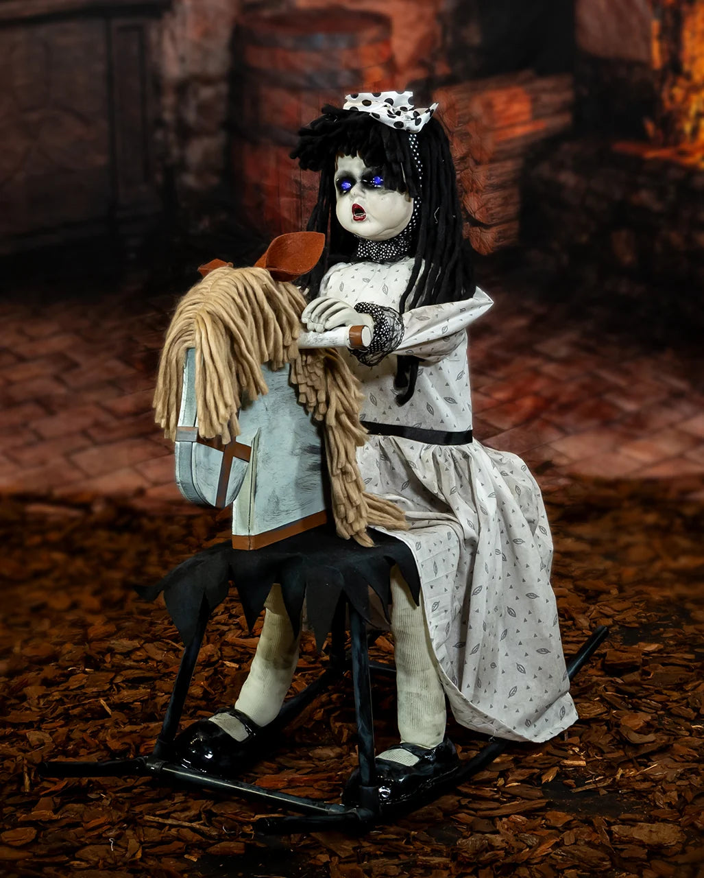 28.3" Animated Rocking Horse with Doll
