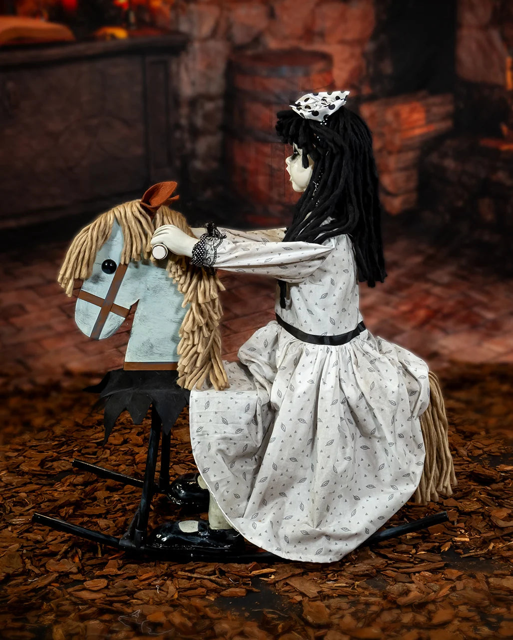 28.3" Animated Rocking Horse with Doll