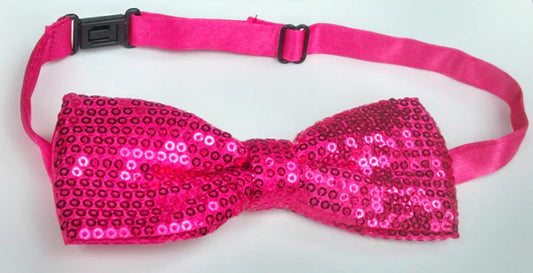 Neon Sequin Bowtie Pink