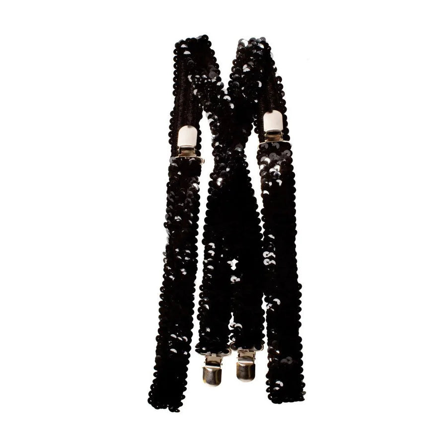 Sequined Suspenders Black