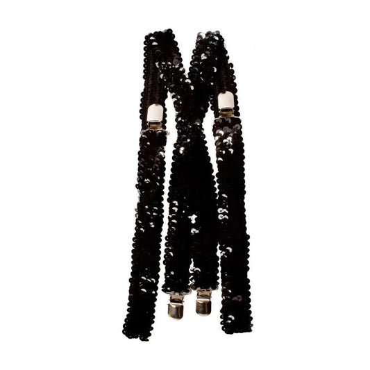 Sequined Suspenders Black