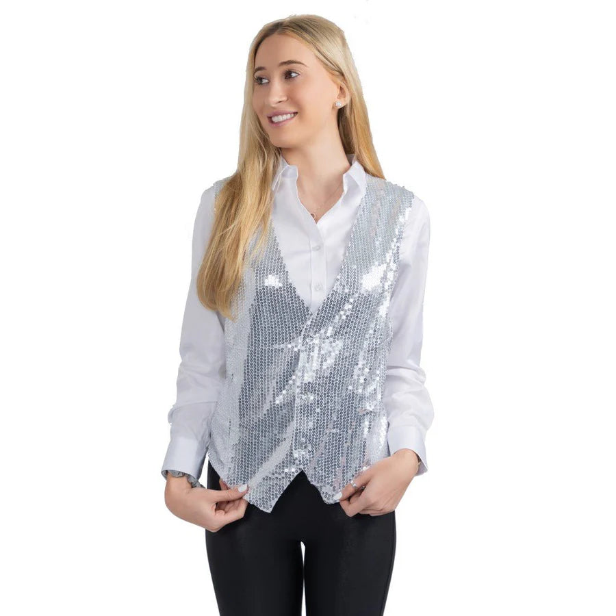 Silver Sequin Vest-Adult