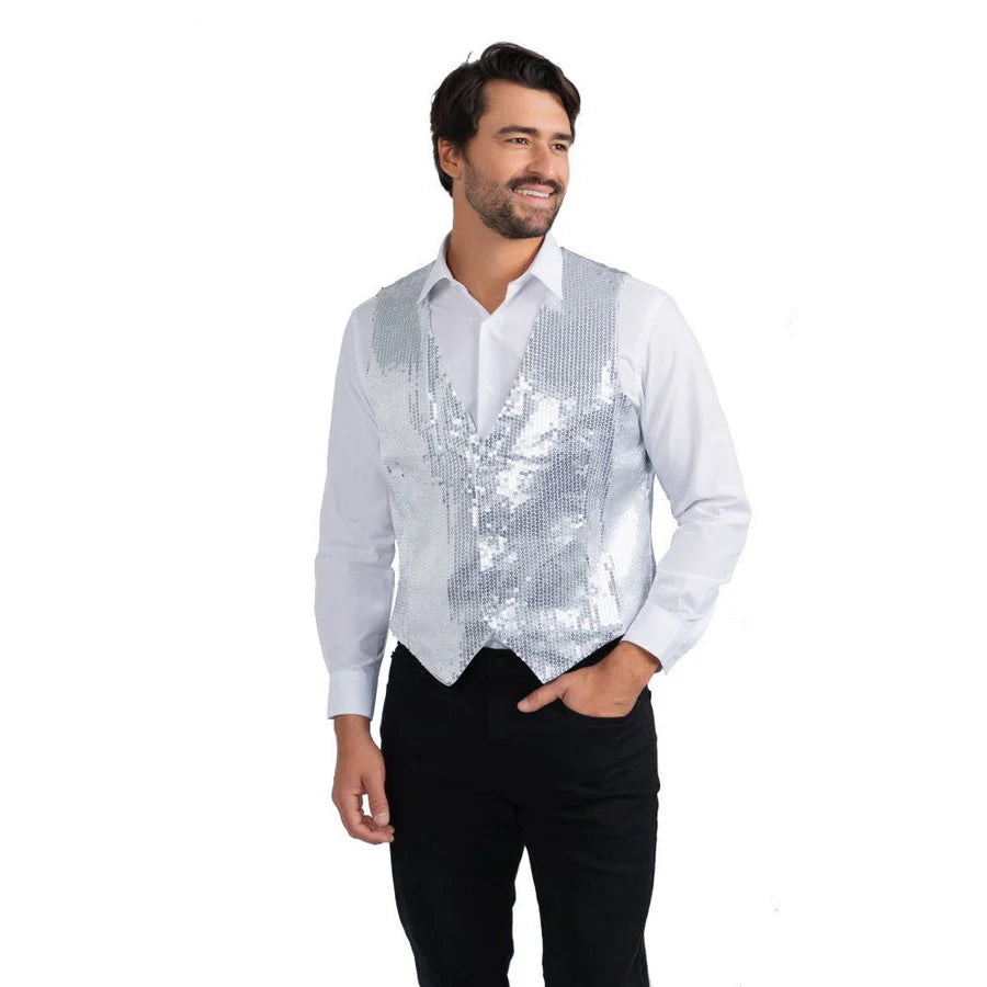 Silver Sequin Vest-Adult