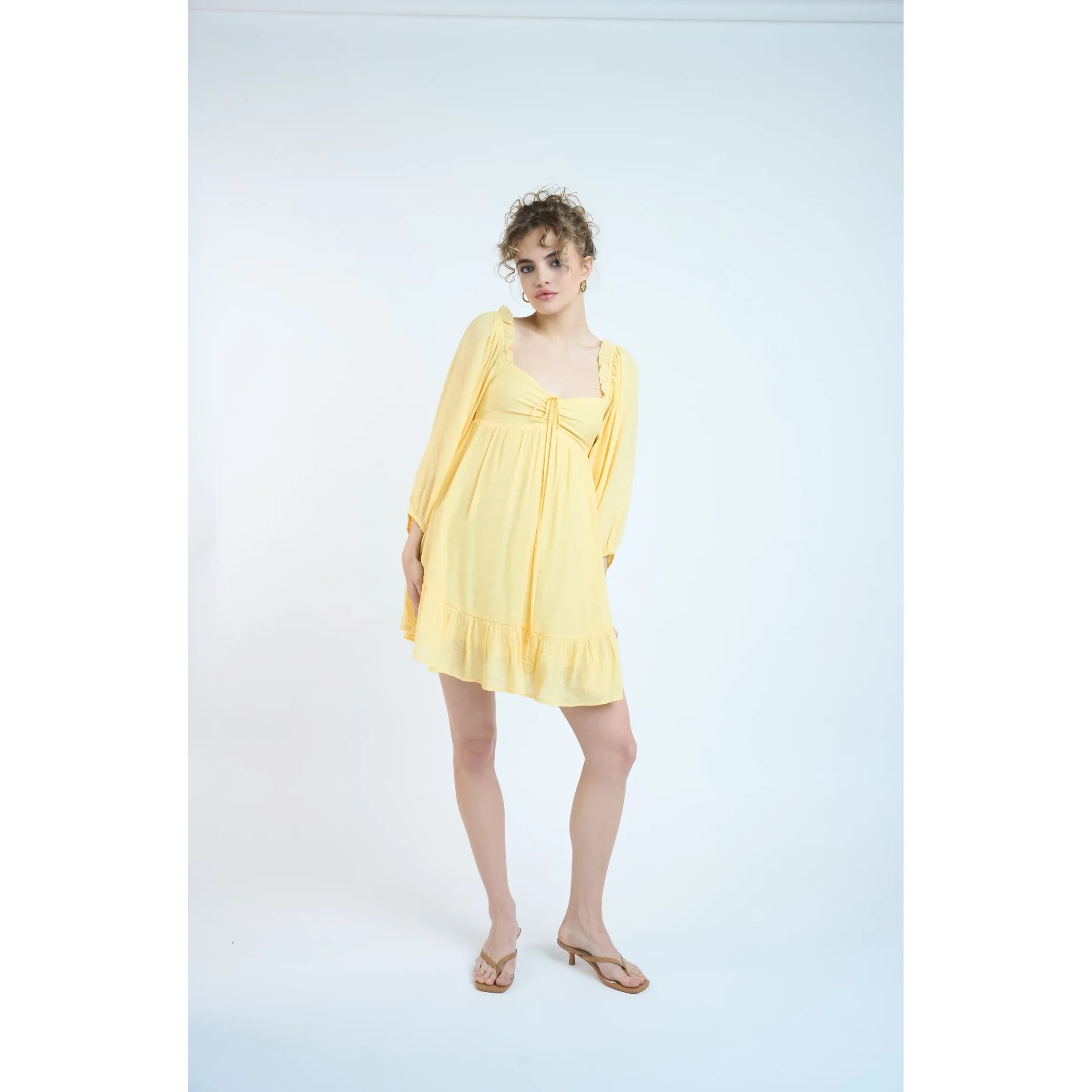Summertime Cowgirl Mini Dress Mellow Yellow
