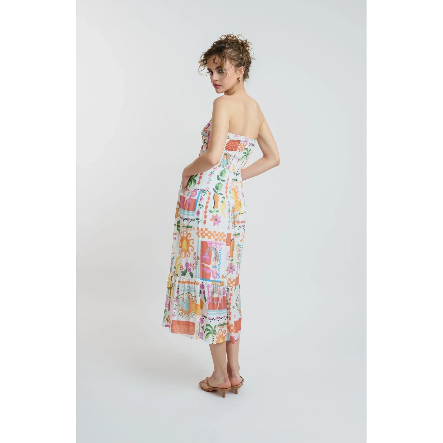 Papaya Said So Gauze Strapless Midi Dress