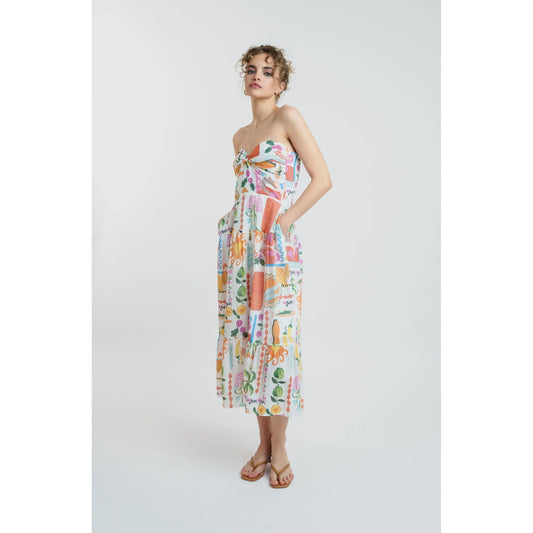 Papaya Said So Gauze Strapless Midi Dress