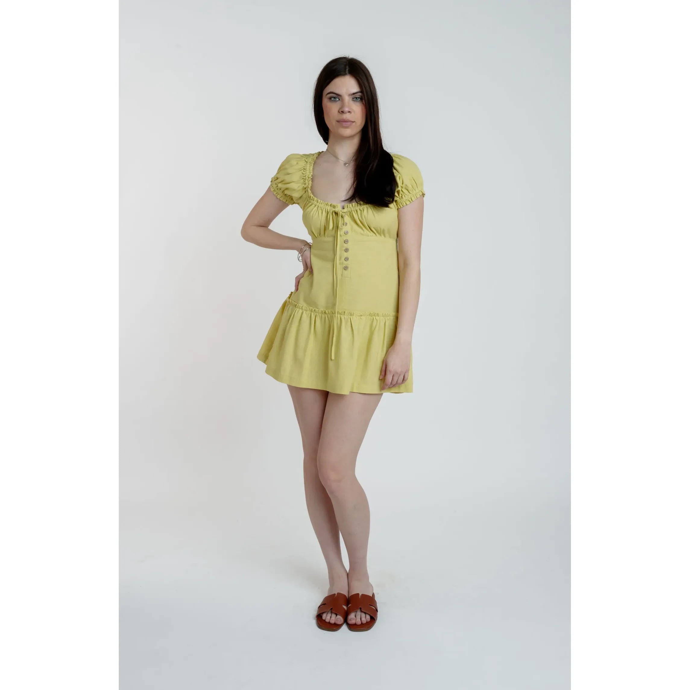 Meet Me  Mini Dress Lemon