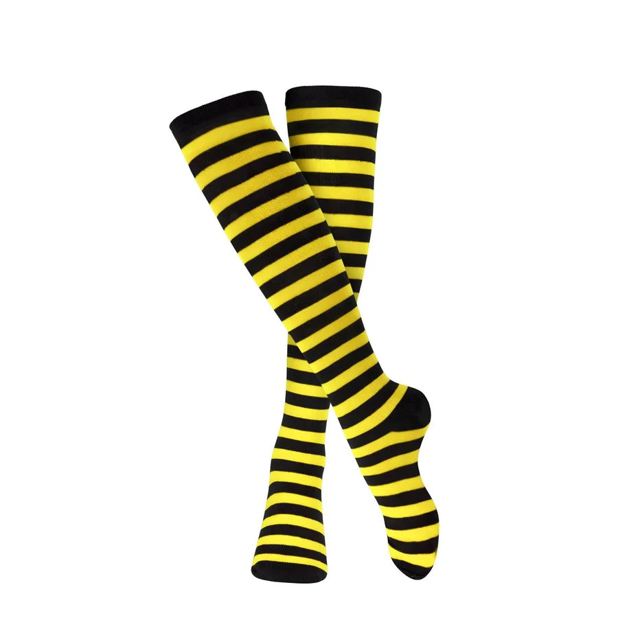 Striped Cotton Socks for Adults  Black & Yellow