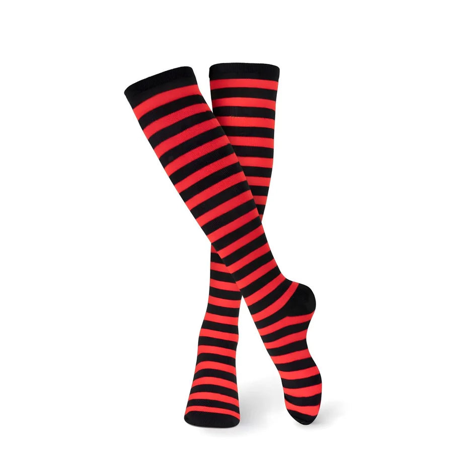 Striped Cotton Socks for Adults  Black & Red