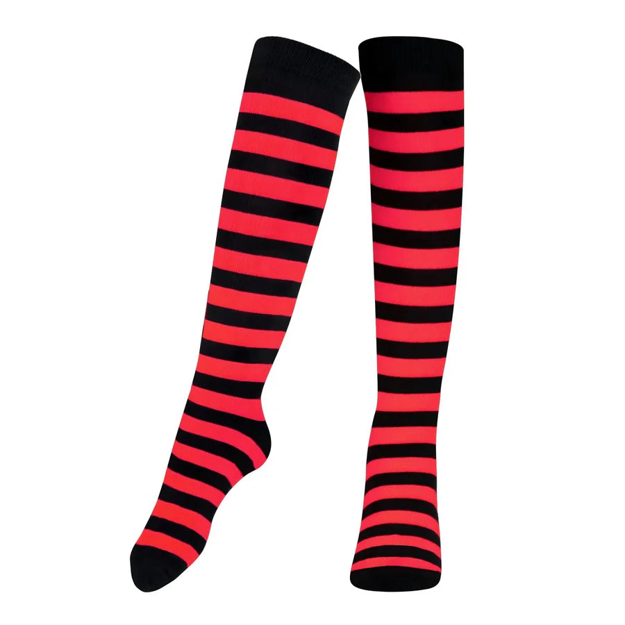 Striped Cotton Socks for Kids Black & Red
