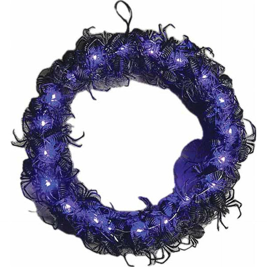 15" Wreath with Spiders Light-Up