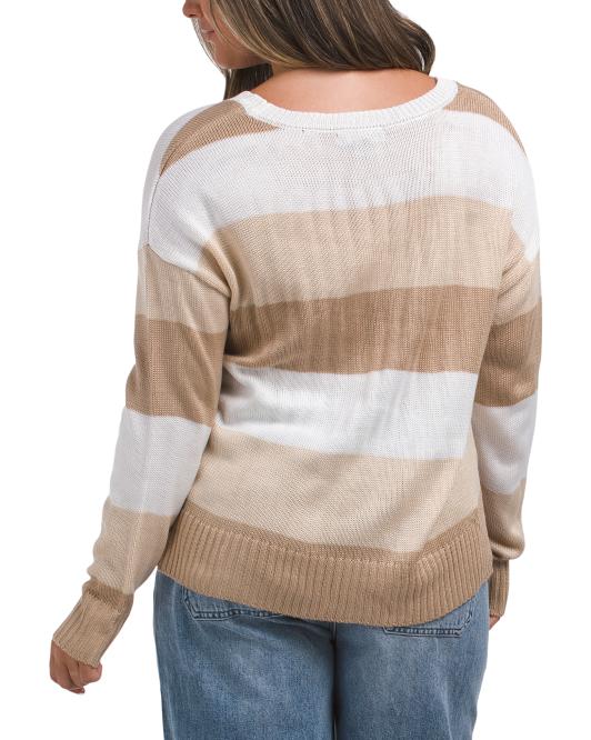 Beach Striped Pull Over Top Natural Combo