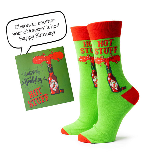 Two Left Feet IT'S YO BIRTHDAY Gift Card Sock Set -  Hot Stuffs RED-GREEN