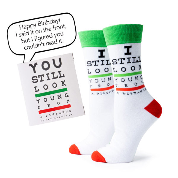 Two Left Feet IT'S YO BIRTHDAY Gift Card Sock Set -   Look Youngs WHITE