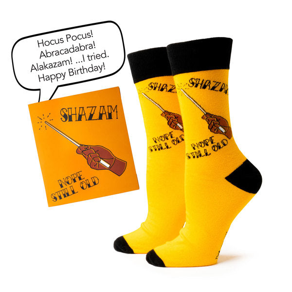 Two Left Feet IT'S YO BIRTHDAY Gift Card Sock Set -  Shazams  BLACK/YELLOW