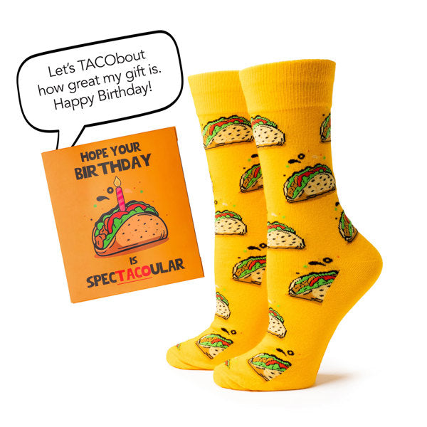 Two Left Feet IT'S YO BIRTHDAY Gift Card Sock Set -  Spectacoulars YELLOW
