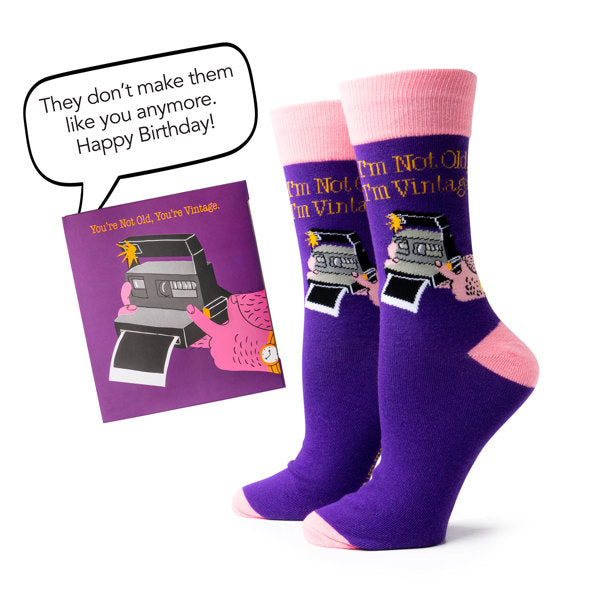 Two Left Feet IT'S YO BIRTHDAY Gift Card Sock Set -  Vintages PURPLE