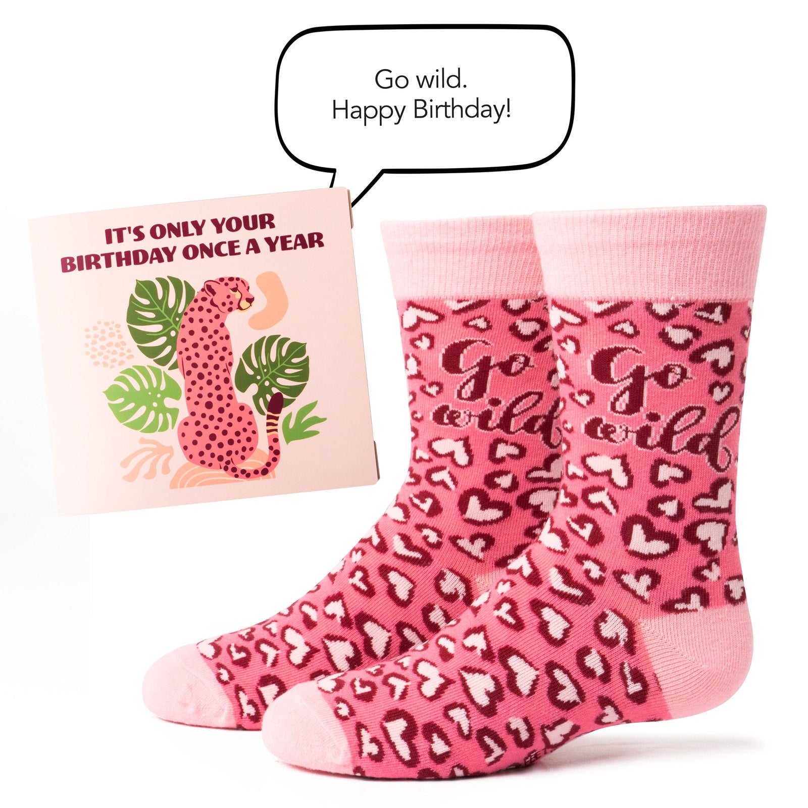 Two Left Feet Kid's IT'S YO BIRTHDAY Gift Card Sock Set - Go Wild