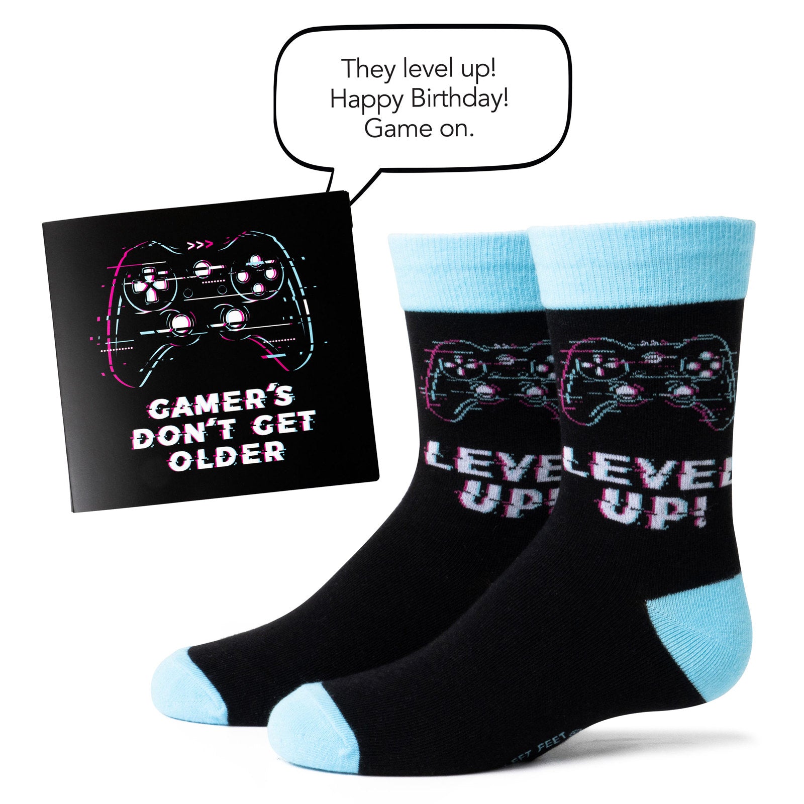 Two Left Feet Kid's IT'S YO BIRTHDAY Gift Card Sock Set -  Level Up