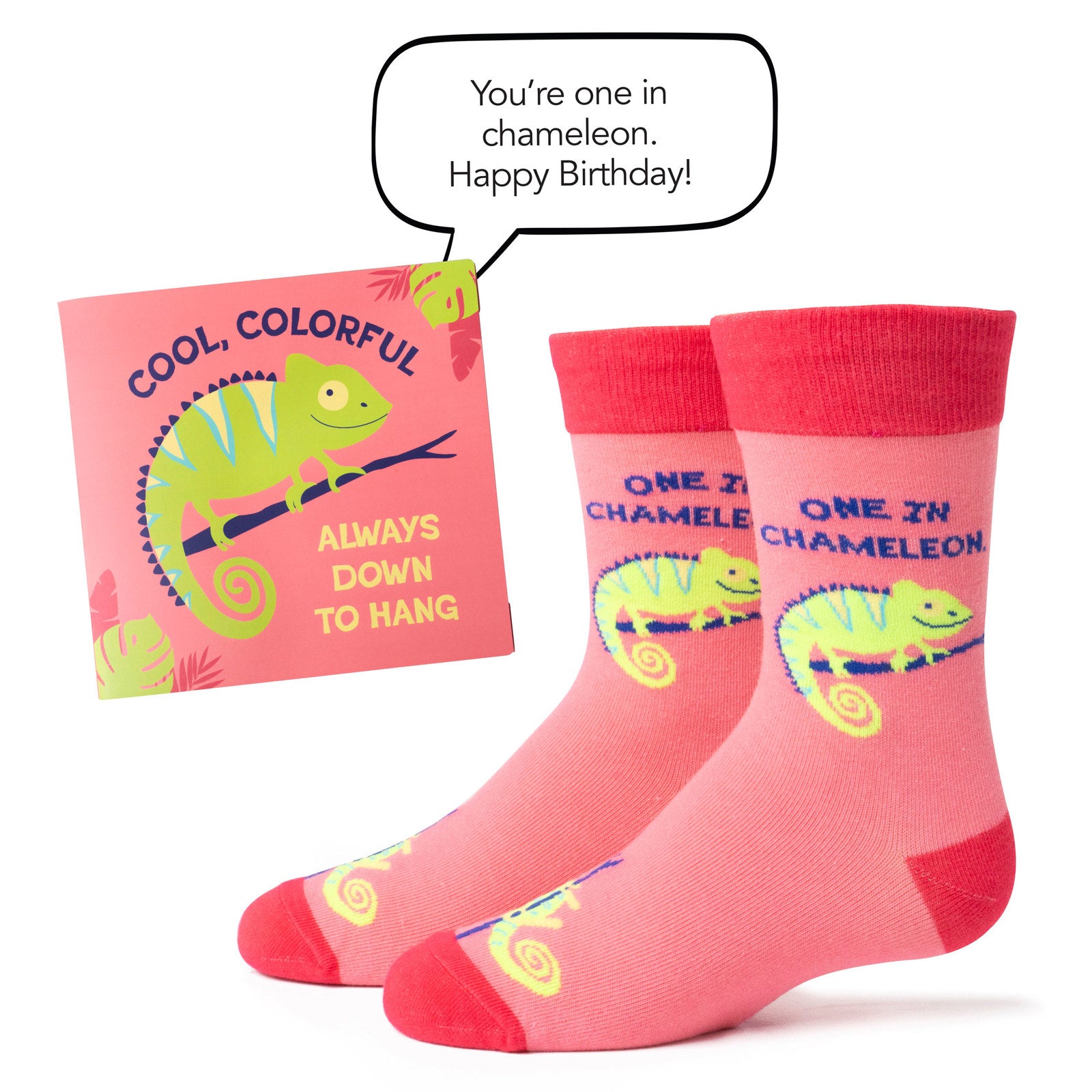 Two Left Feet Kid's IT'S YO BIRTHDAY Gift Card Sock Set -  One In Chameleon