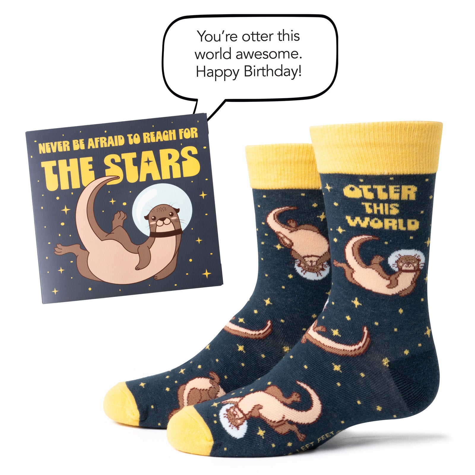 Two Left Feet Kid's IT'S YO BIRTHDAY Gift Card Sock Set -  Otter This World