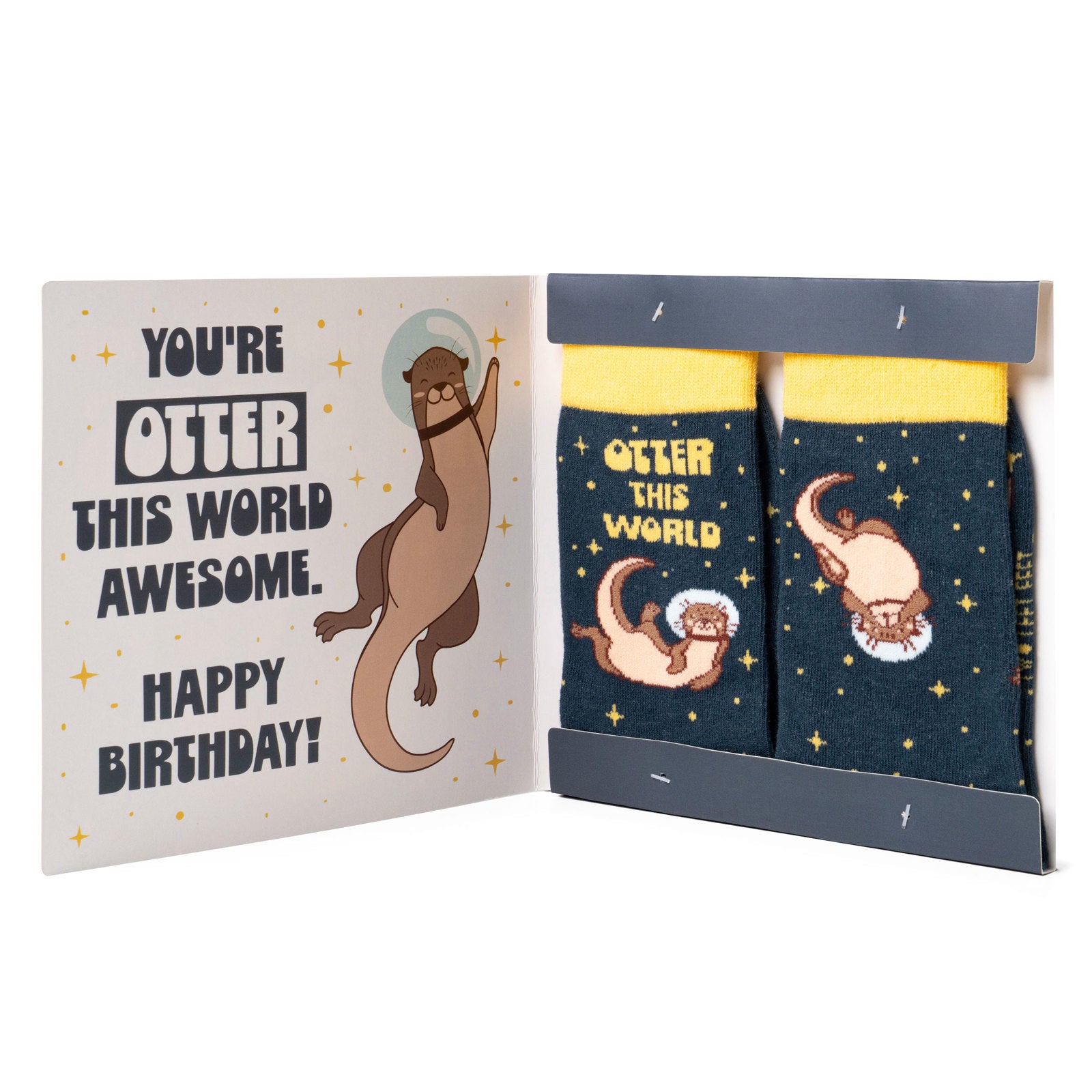 Two Left Feet Kid's IT'S YO BIRTHDAY Gift Card Sock Set -  Otter This World