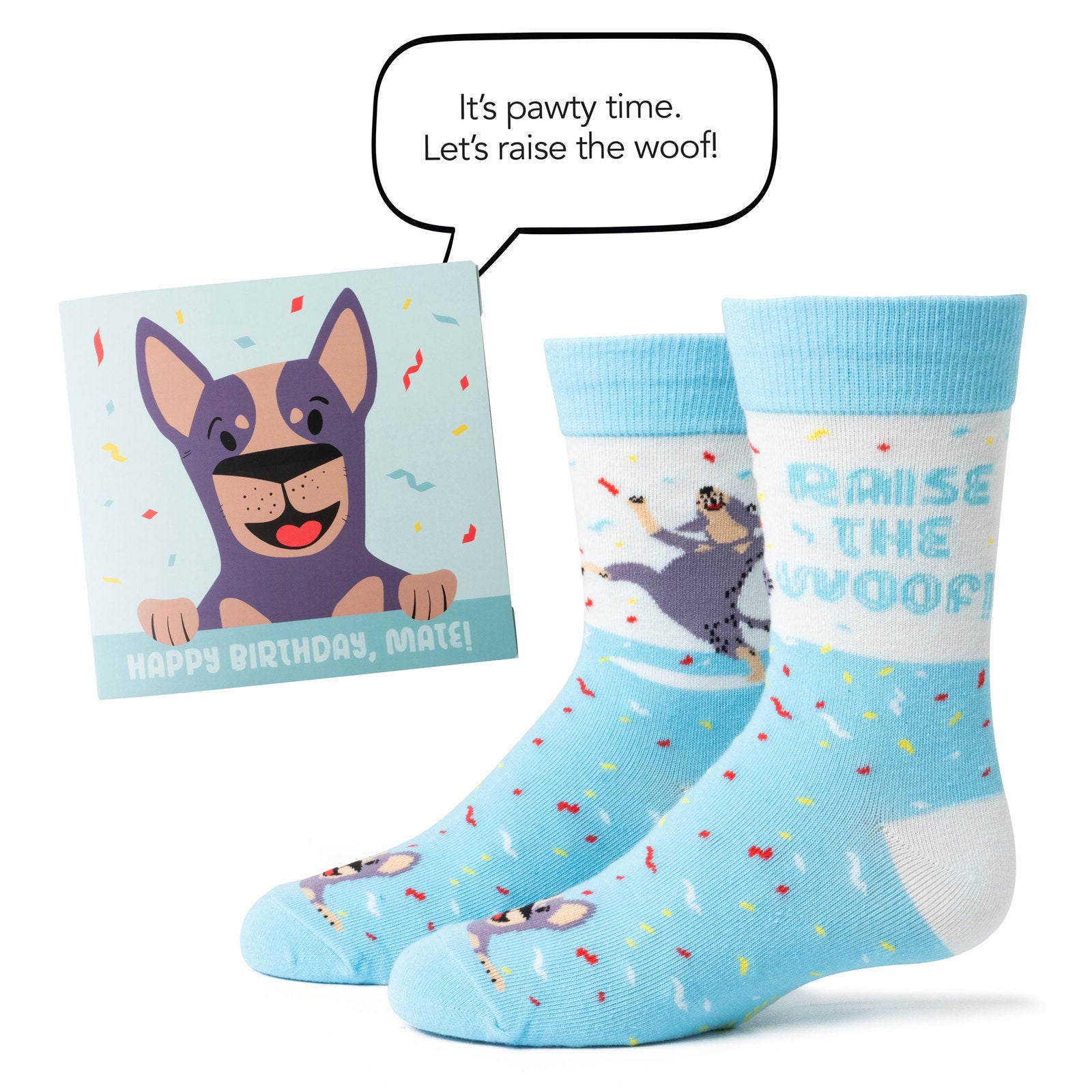 Two Left Feet Kid's IT'S YO BIRTHDAY Gift Card Sock Set -  Raise The Woof