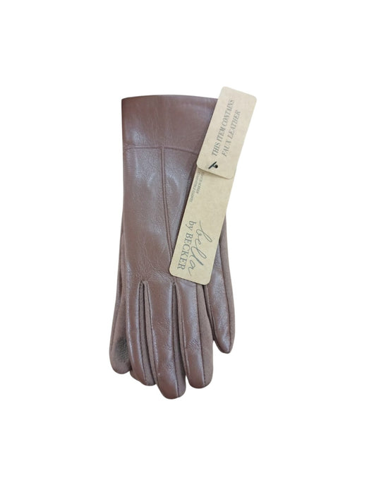 Ladies Faux Leather Driving Gloves Brown