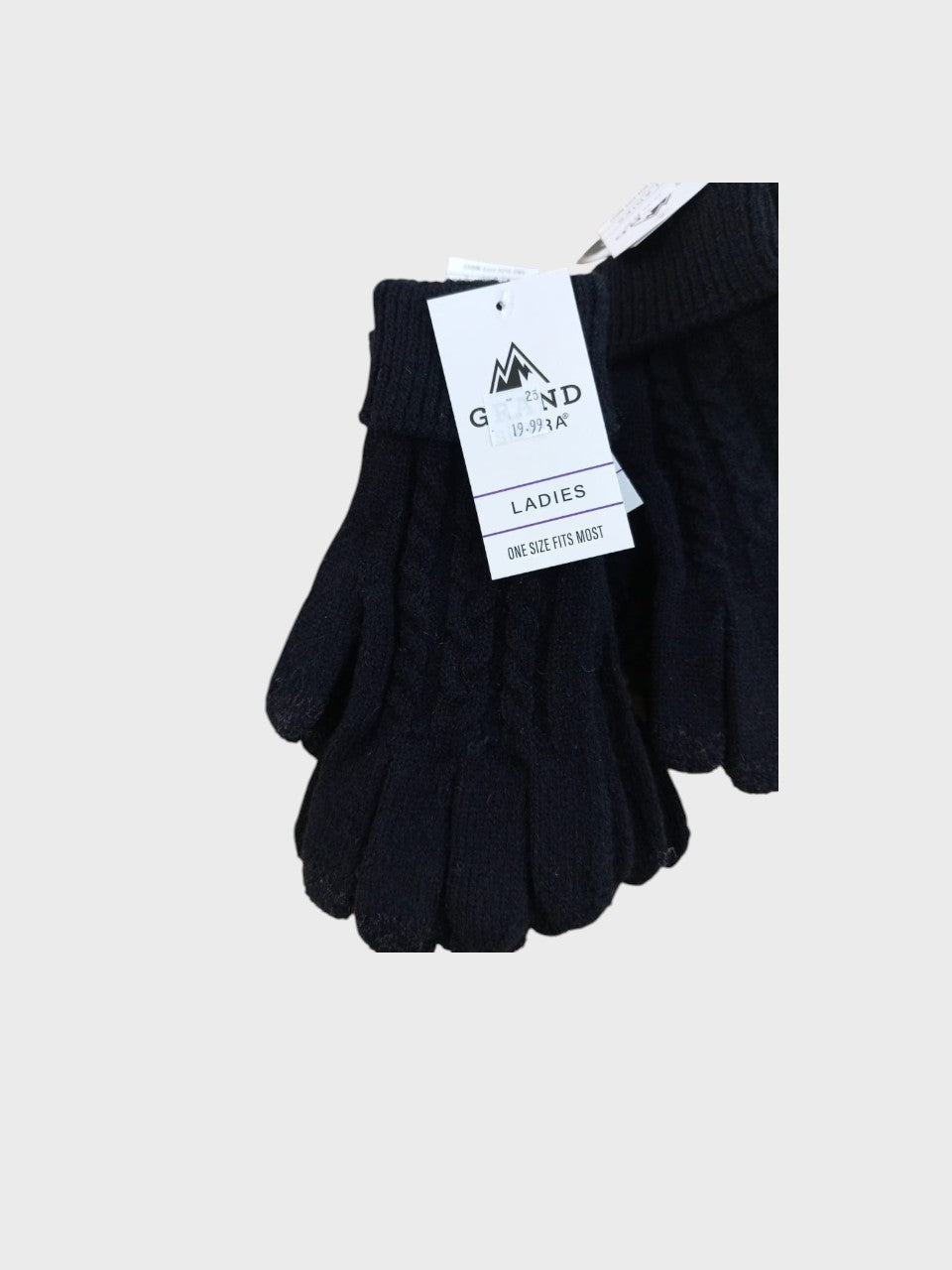 Ladies Cable Knit Stretch Glove New Touchscreen-Black