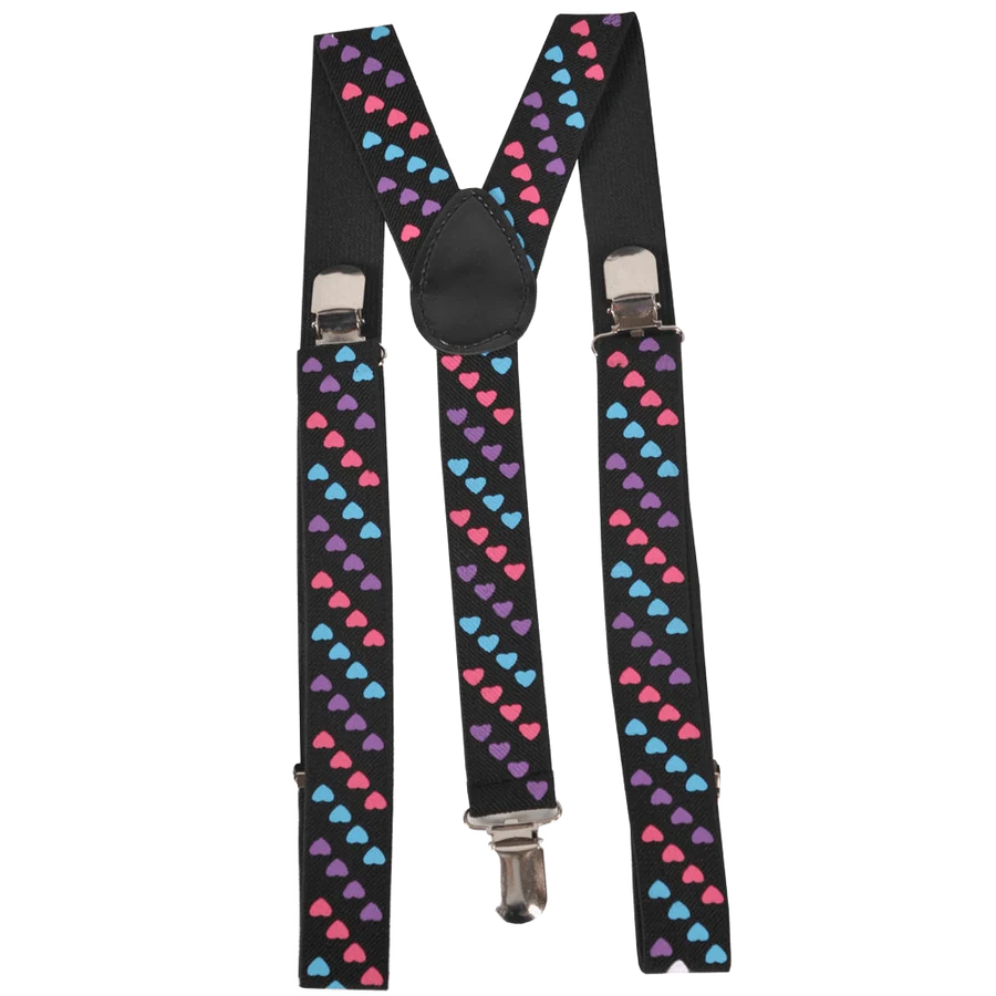 Tri Colored Heart Suspenders