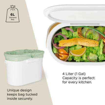 Bellwood Compost Bin White  /Natural