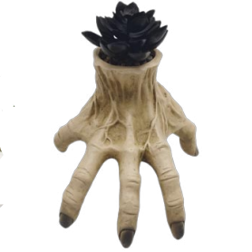 6.6" Resin Zombie Hand with Succulent