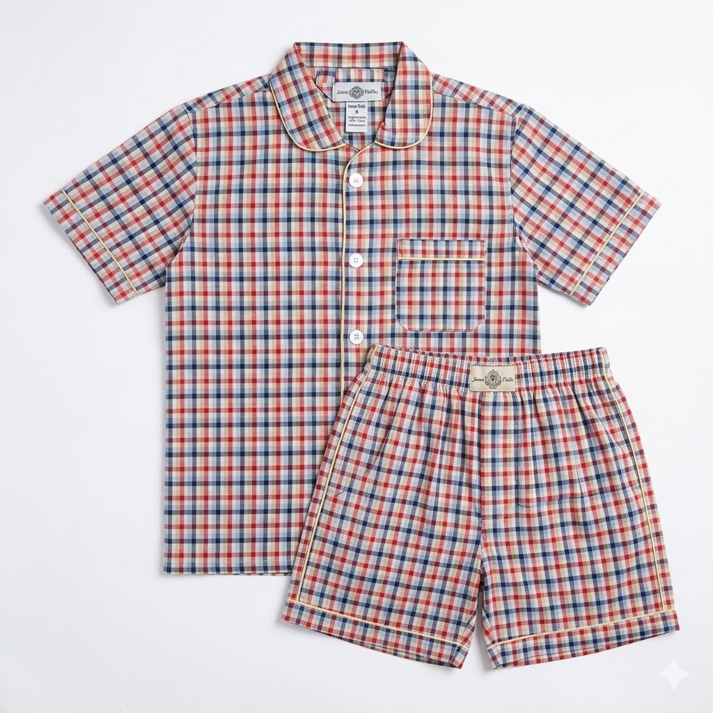 Men´s Pajama Short Sleeve w/ short pant Red Multicolor