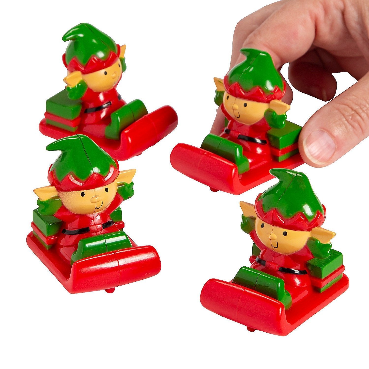 Whimsical Christmas Elf Pull-Back Sleighs