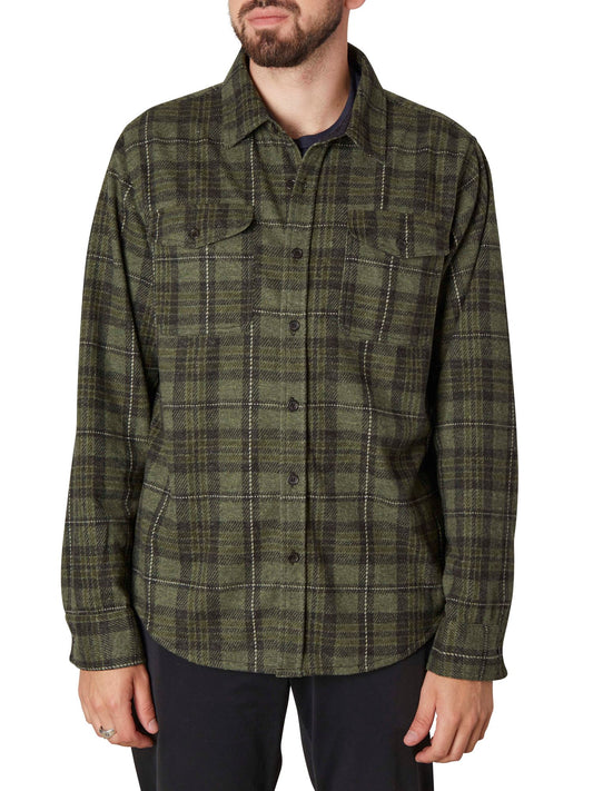 Sweater Knit Shirt Jacket Evergreen / Black Plaid