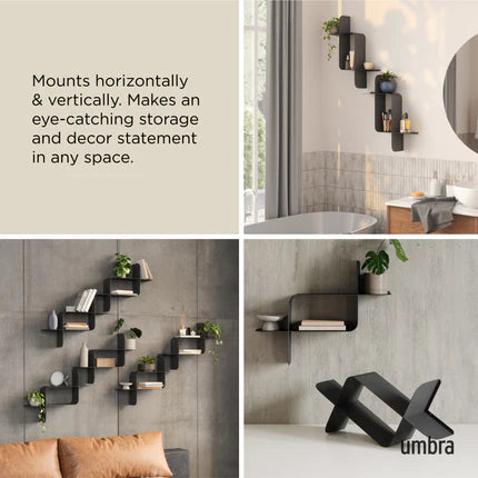 Montage Metal Wall Shelves, Set of 2 Black