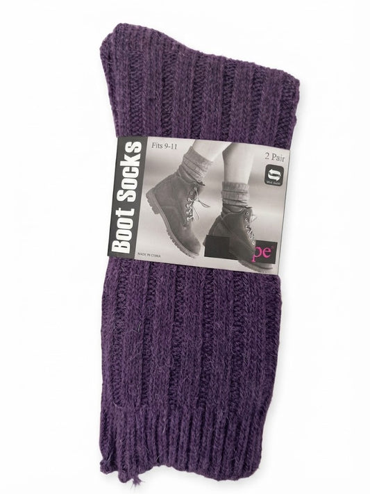 Women's 2-Pack Wool Boot Socks Purple/Brown